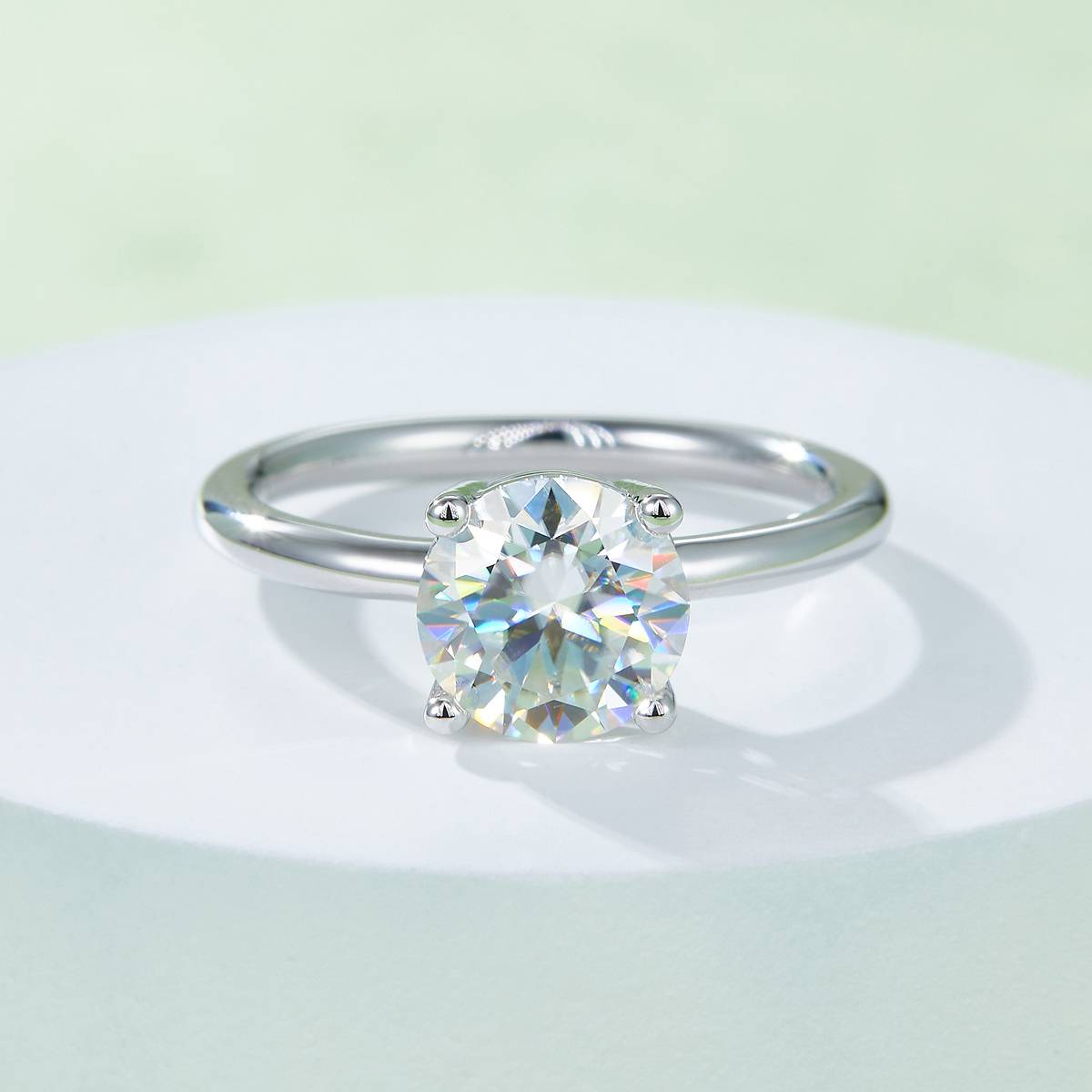 Classic round S925 silver plated white gold moissanite diamond women's ring 3.0 carats D-grade
